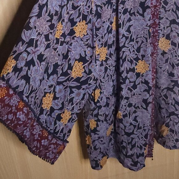 Westport Womens Blue Floral Open Silky Kimono Large - Picture 3 of 6